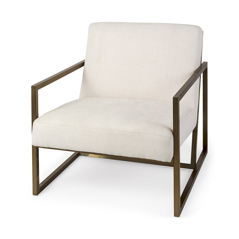 Geo Modern Cream and Gold Accent or Side Chair By Homeroots | Side Chairs | Modishstore
