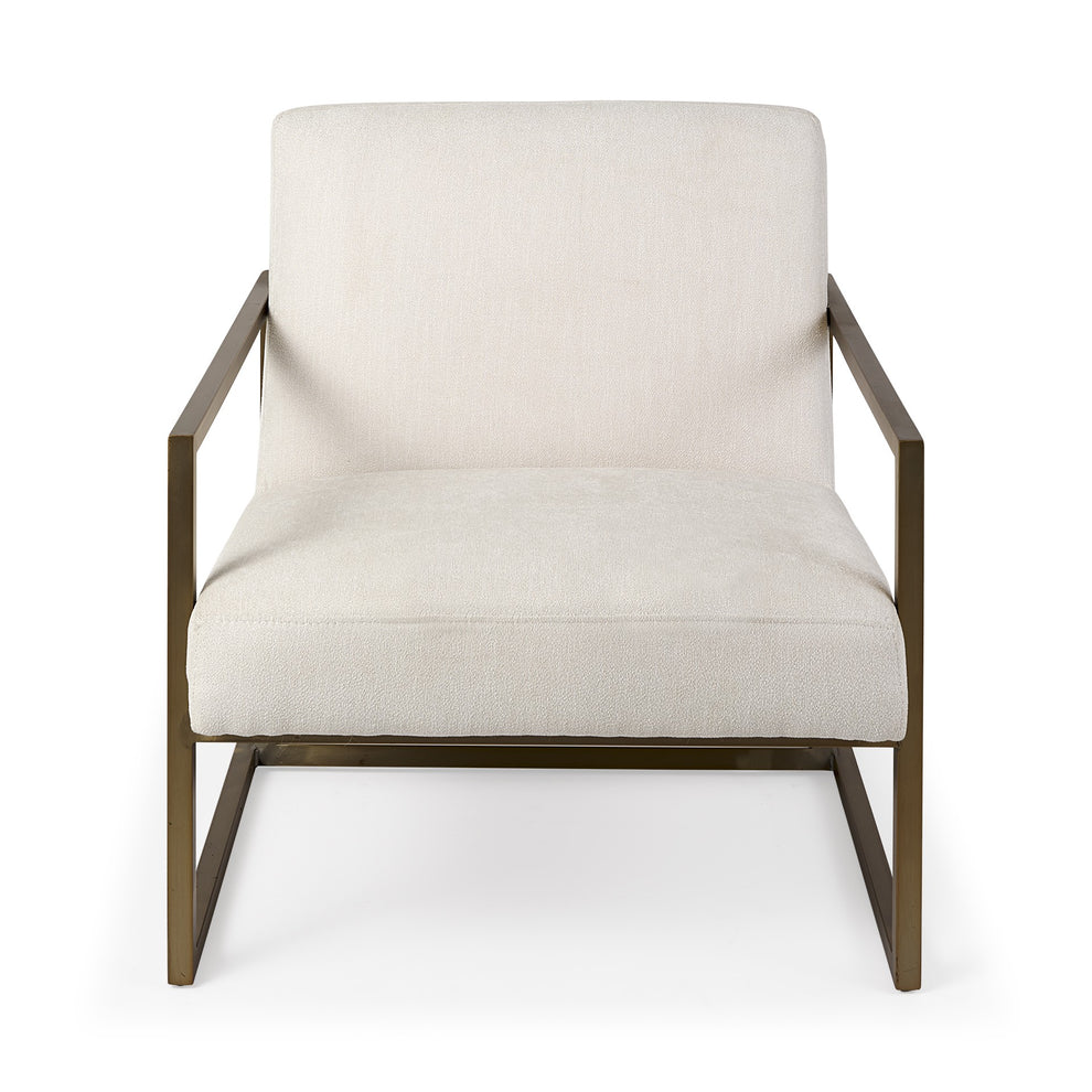 Geo Modern Cream and Gold Accent or Side Chair By Homeroots | Side Chairs | Modishstore - 3