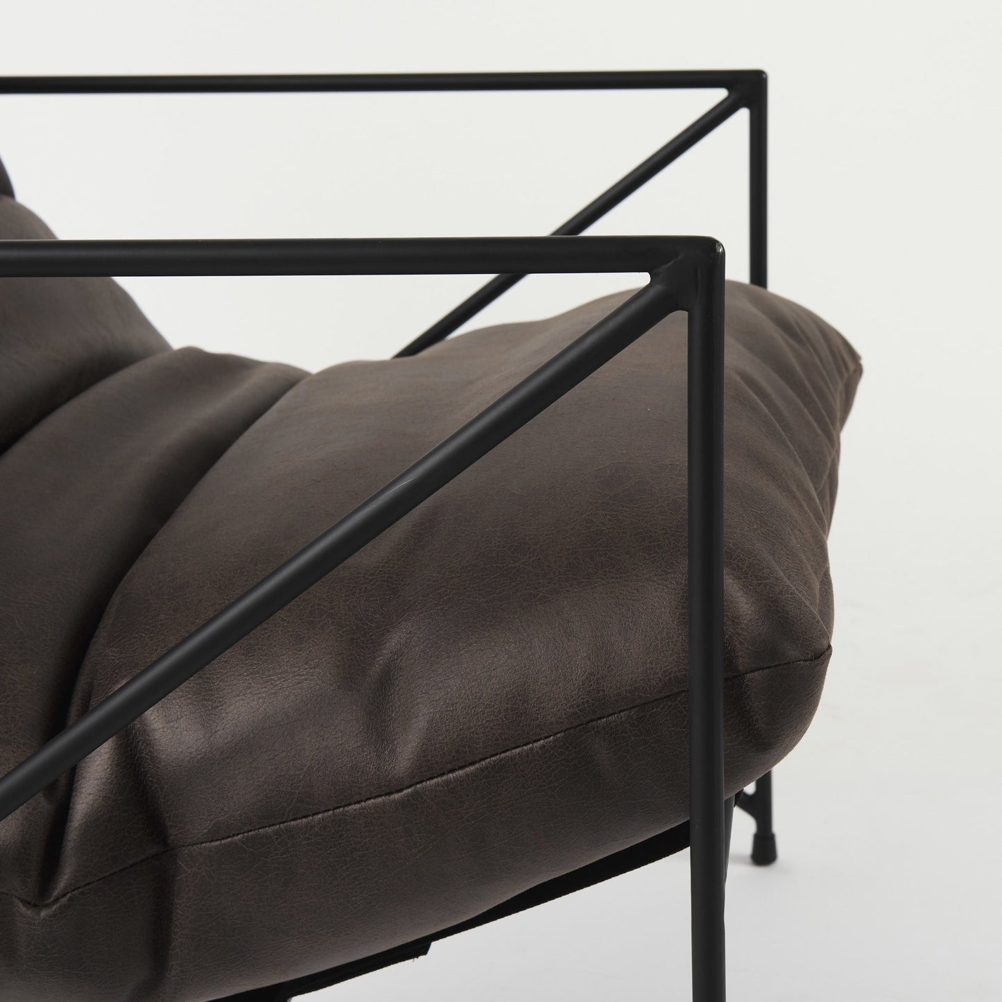 Dark Brown Faux Leather Contemporary Metal Chair By Homeroots | Accent Chairs | Modishstore - 9