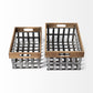 Set of Two Wood and Metal Crate Baskets By Homeroots | Bins, Baskets & Buckets | Modishstore - 3