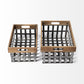 Set of Two Wood and Metal Crate Baskets By Homeroots | Bins, Baskets & Buckets | Modishstore - 4