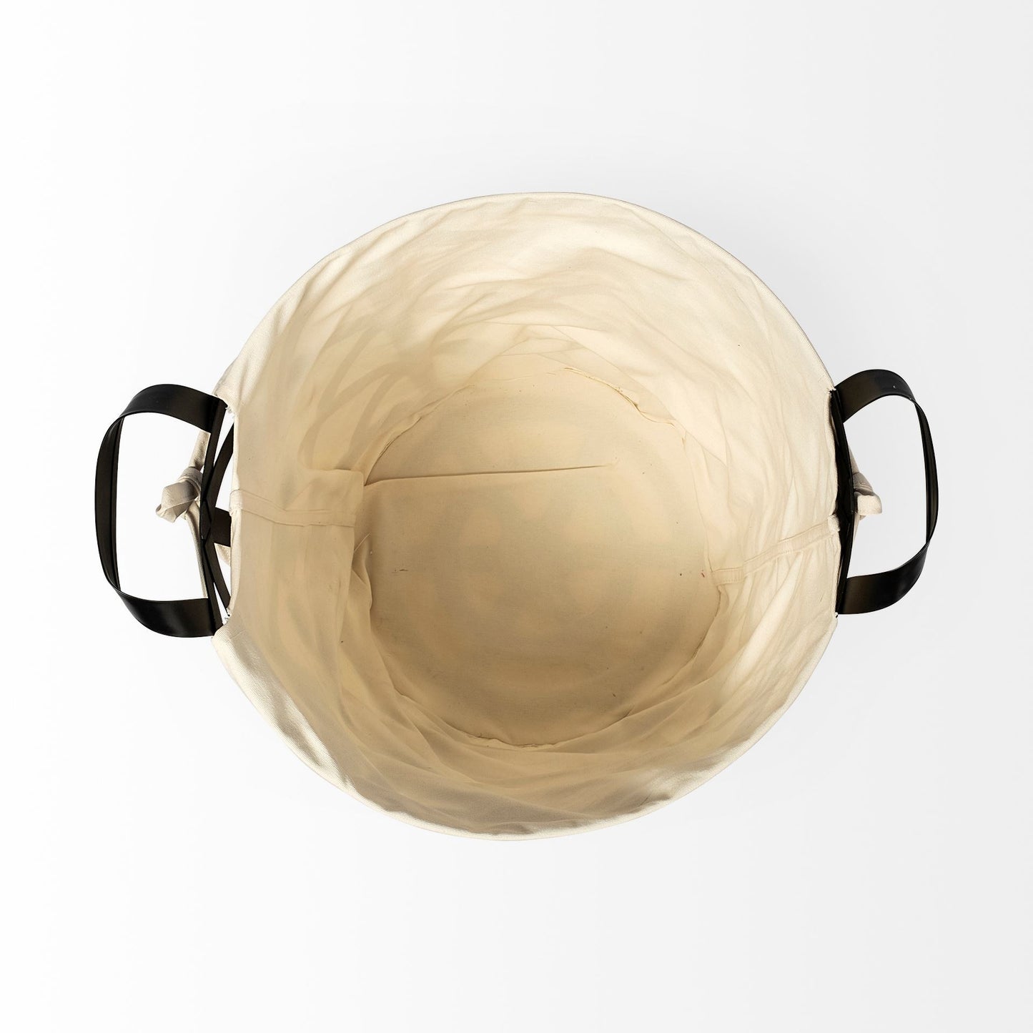 Black Woven Metal Basket with Cream Fabric Liner By Homeroots | Bins, Baskets & Buckets | Modishstore - 4