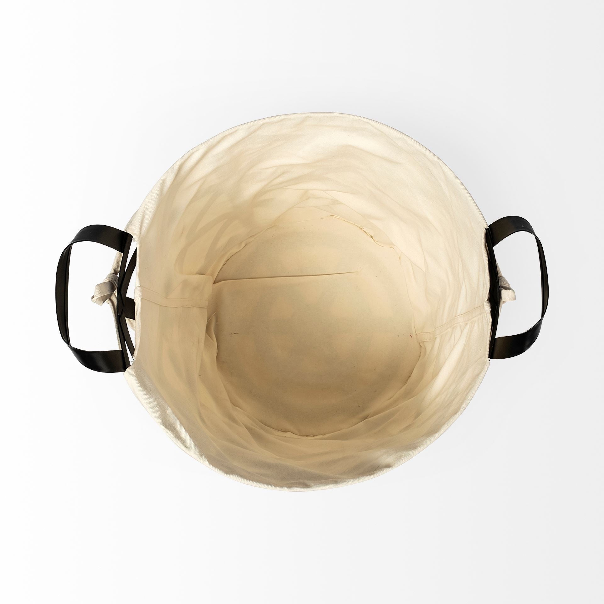 Black Woven Metal Basket with Cream Fabric Liner By Homeroots | Bins, Baskets & Buckets | Modishstore - 4