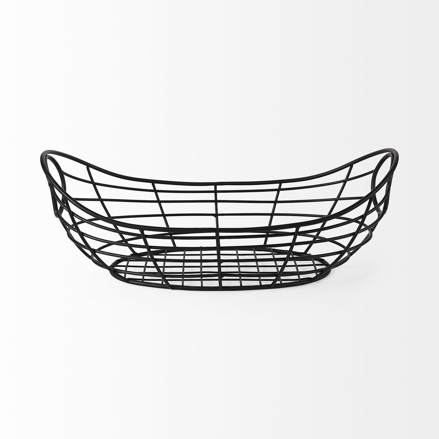 Black Metal Boat Shaped Basket By Homeroots | Bins, Baskets & Buckets | Modishstore - 3