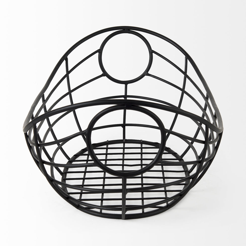 Black Metal Boat Shaped Basket By Homeroots | Bins, Baskets & Buckets | Modishstore - 4