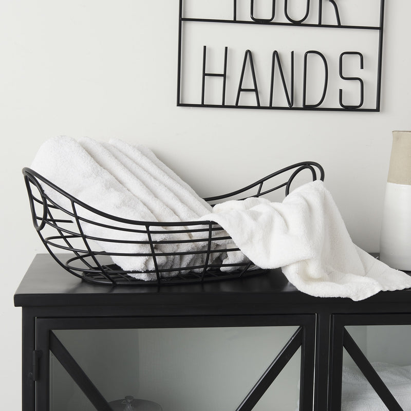 Black Metal Boat Shaped Basket By Homeroots | Bins, Baskets & Buckets | Modishstore