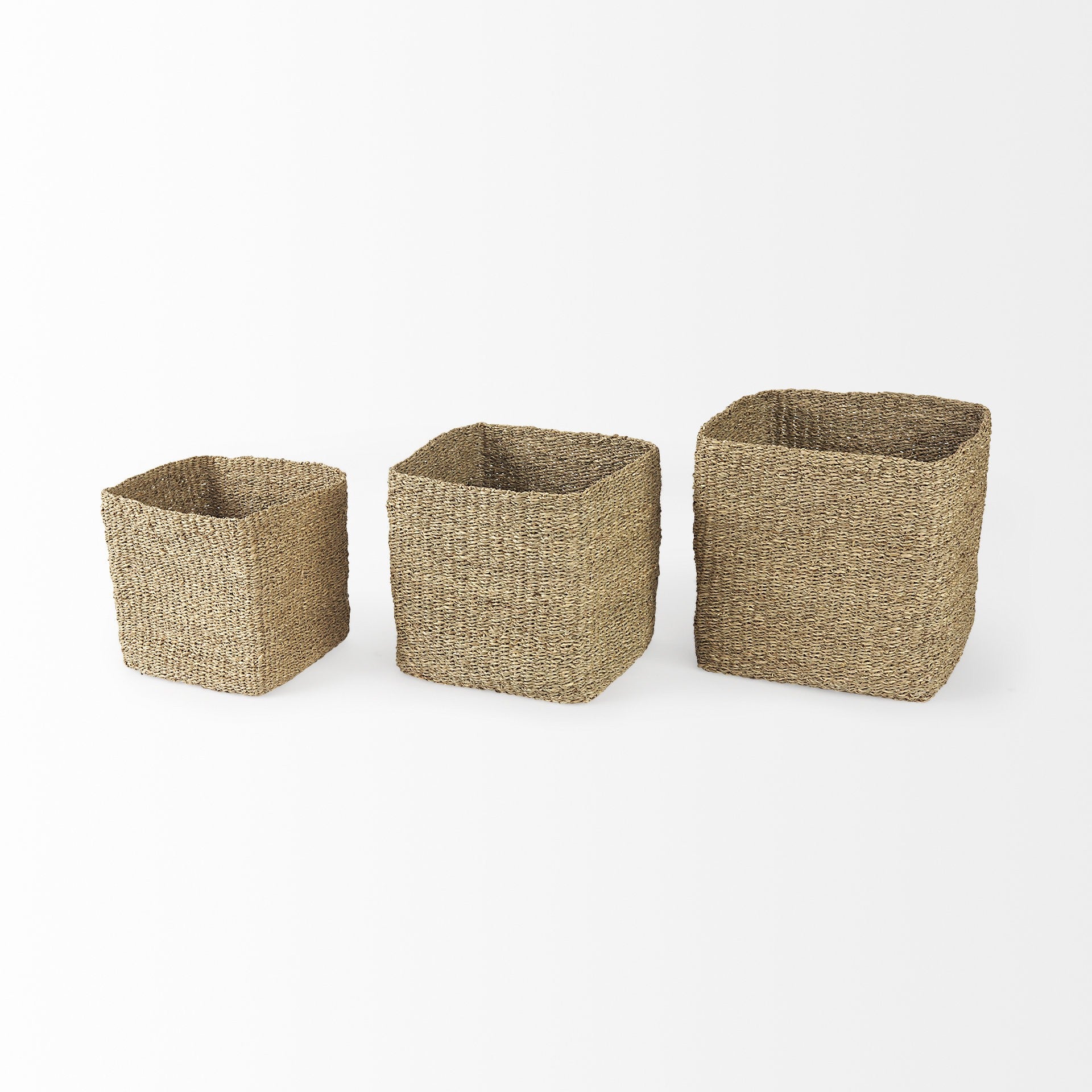 Set of Three Square Wicker Storage Baskets By Homeroots | Bins, Baskets & Buckets | Modishstore - 3