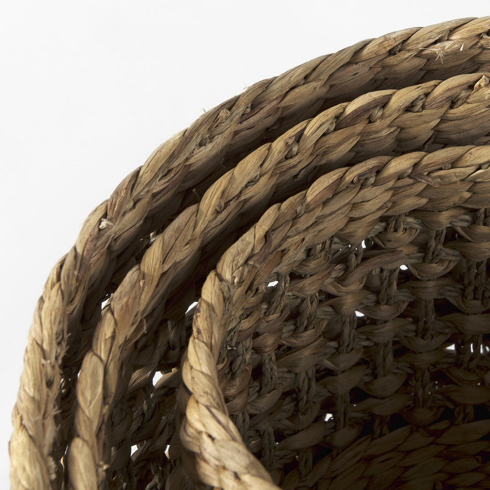 Set of Three Round Wicker Baskets By Homeroots | Bins, Baskets & Buckets | Modishstore - 5