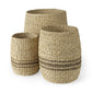 Set of Three Detailed Wicker Storage Baskets By Homeroots | Bins, Baskets & Buckets | Modishstore - 2