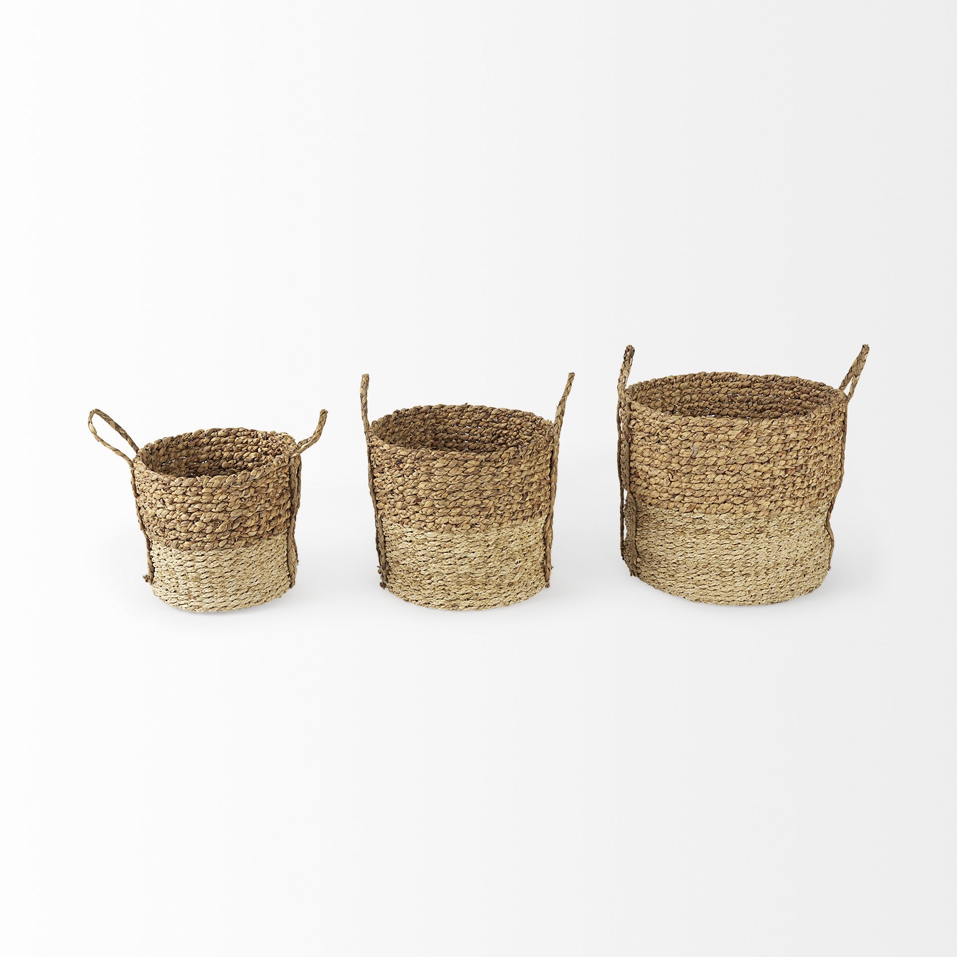 Set of Three Two Tone Wicker Storage Baskets By Homeroots | Bins, Baskets & Buckets | Modishstore - 2