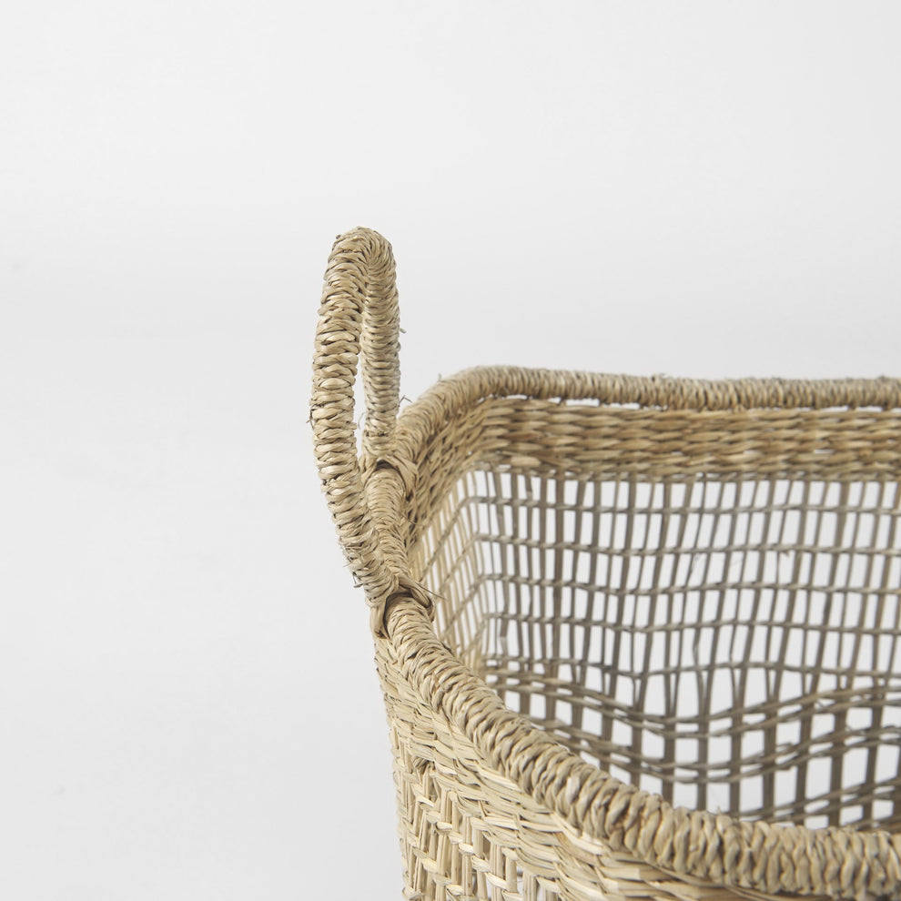 Set of Two Brown Wicker Storage Baskets By Homeroots | Bins, Baskets & Buckets | Modishstore - 6