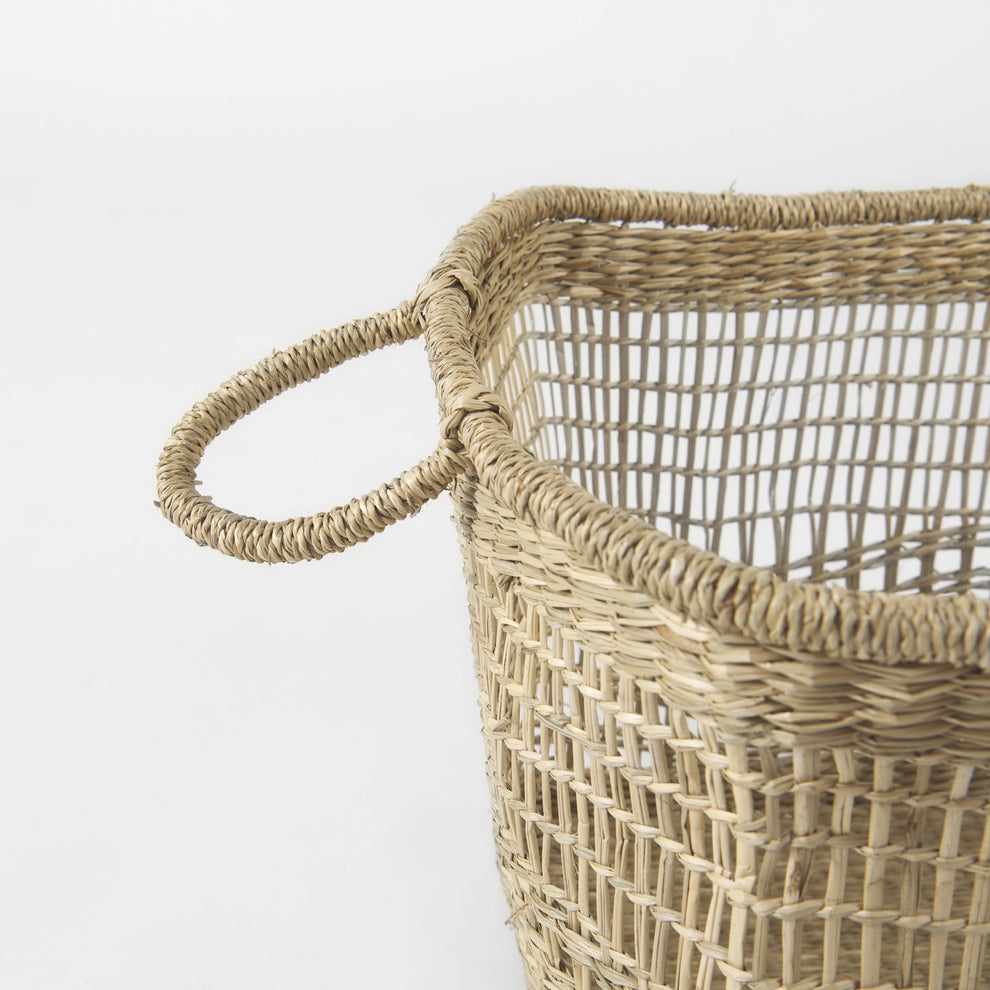Set of Two Brown Wicker Storage Baskets By Homeroots | Bins, Baskets & Buckets | Modishstore - 7
