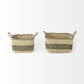 Set of Two Striped Wicker Storage Baskets By Homeroots | Bins, Baskets & Buckets | Modishstore - 2