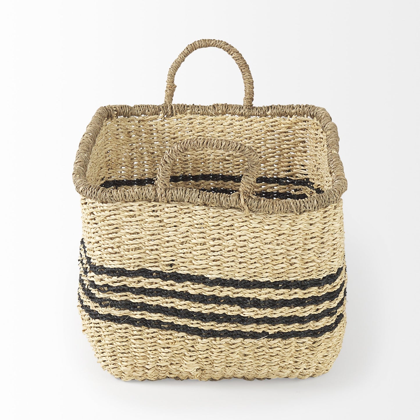 Set of Two Striped Wicker Storage Baskets By Homeroots | Bins, Baskets & Buckets | Modishstore - 3