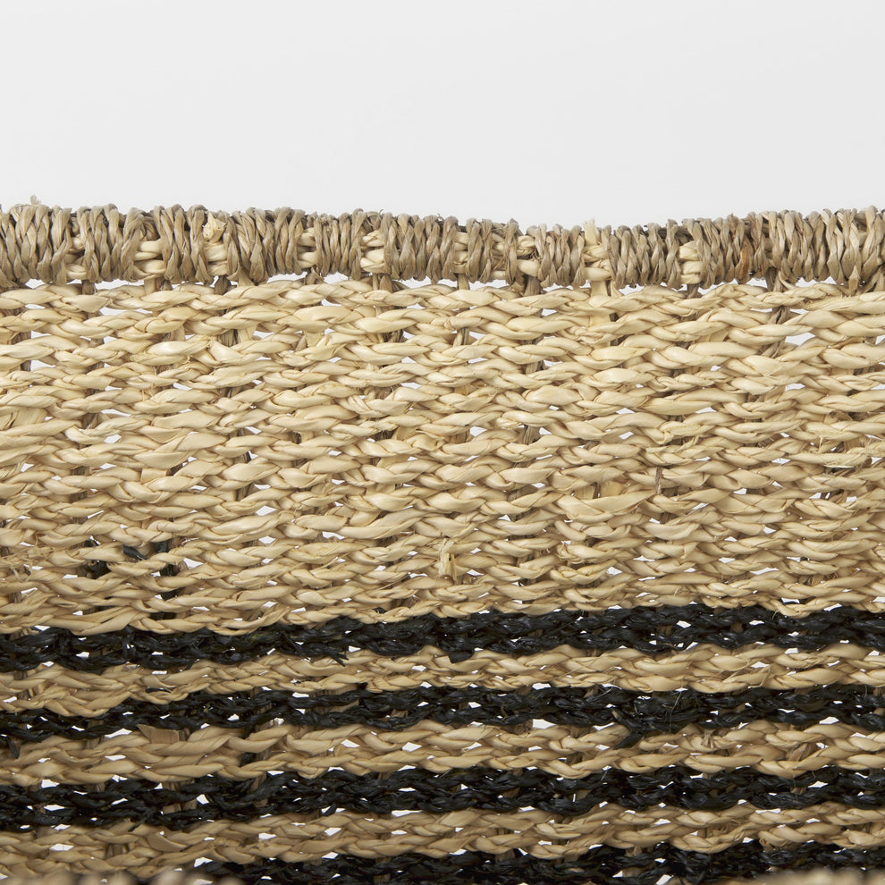 Set of Two Striped Wicker Storage Baskets By Homeroots | Bins, Baskets & Buckets | Modishstore - 5