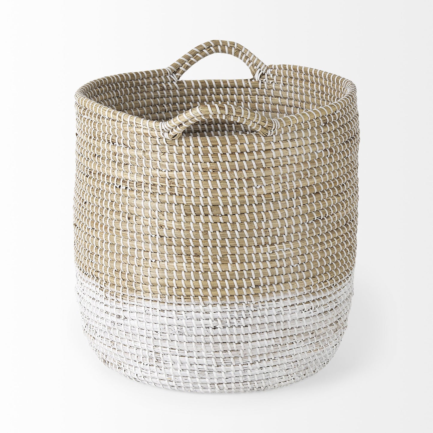 Set of Three Beige and White Storage Baskets By Homeroots | Bins, Baskets & Buckets | Modishstore - 3