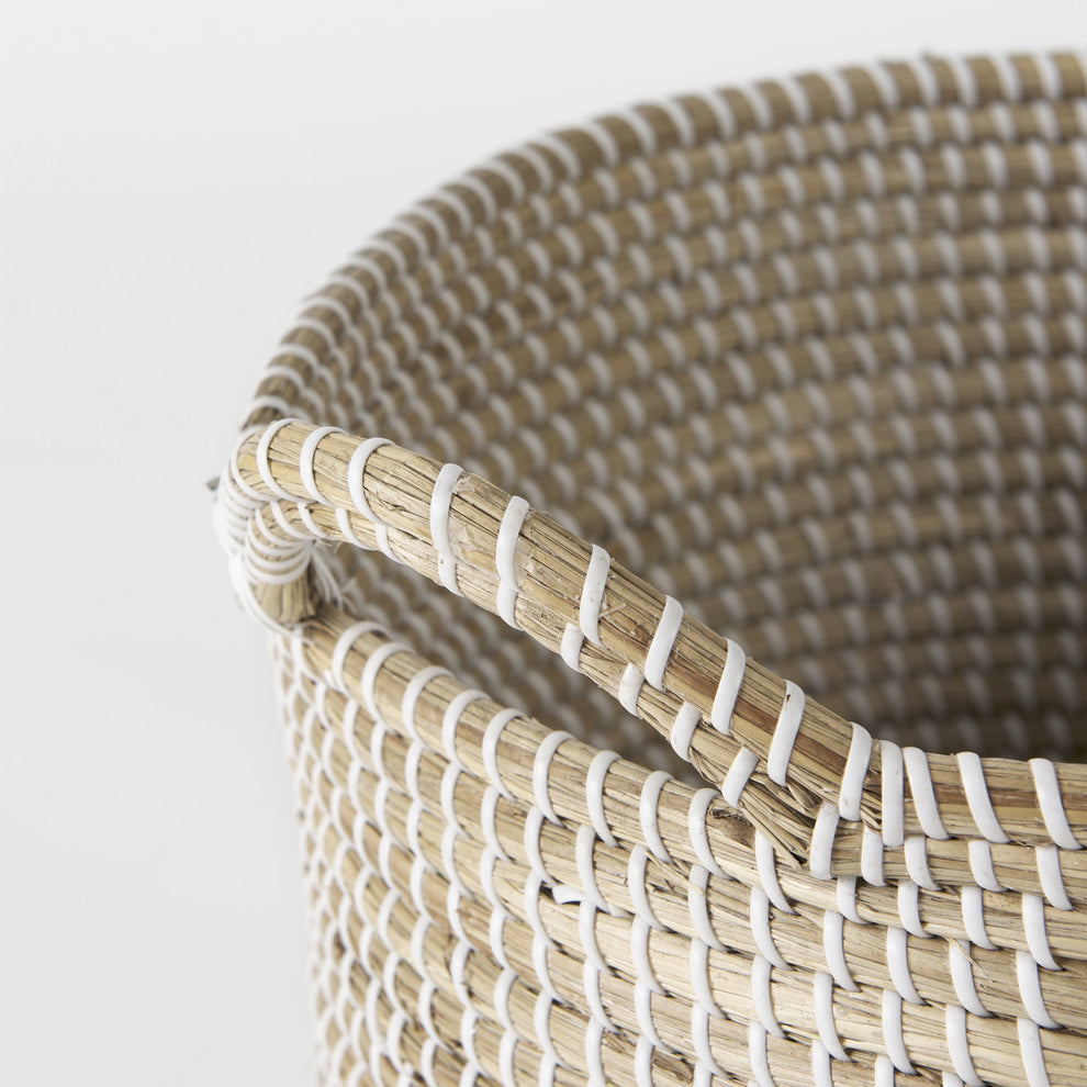 Set of Three Beige and White Storage Baskets By Homeroots | Bins, Baskets & Buckets | Modishstore - 4