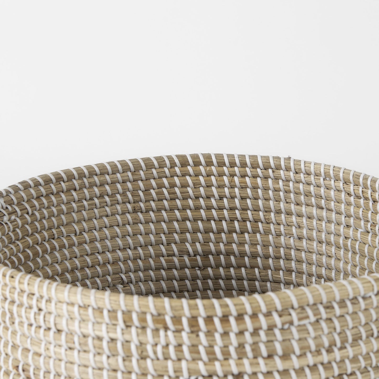 Set of Three Beige and White Storage Baskets By Homeroots | Bins, Baskets & Buckets | Modishstore - 6