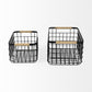 Set of Two Black Metal Baskets By Homeroots | Bins, Baskets & Buckets | Modishstore - 3