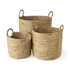 Set of Three Braided Wicker Storage Baskets By Homeroots