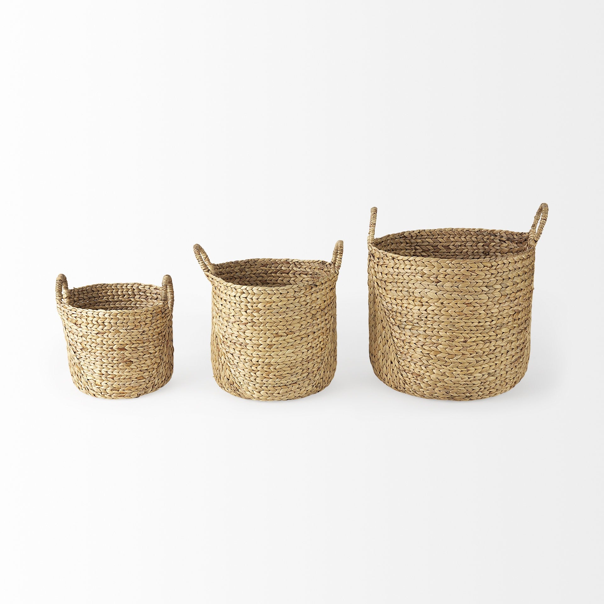 Set of Three Braided Wicker Storage Baskets By Homeroots | Bins, Baskets & Buckets | Modishstore - 2