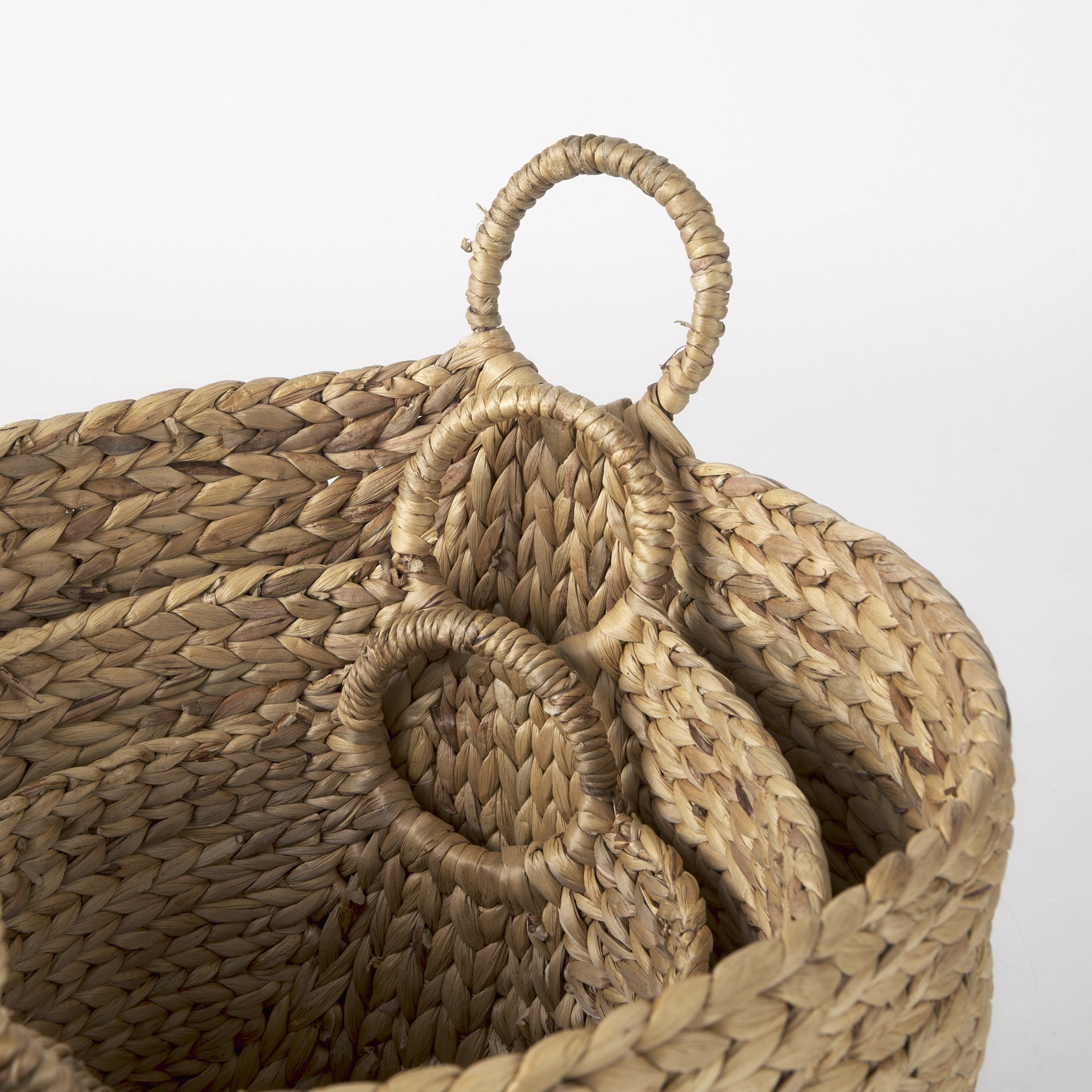 Set of Three Braided Wicker Storage Baskets By Homeroots | Bins, Baskets & Buckets | Modishstore - 5