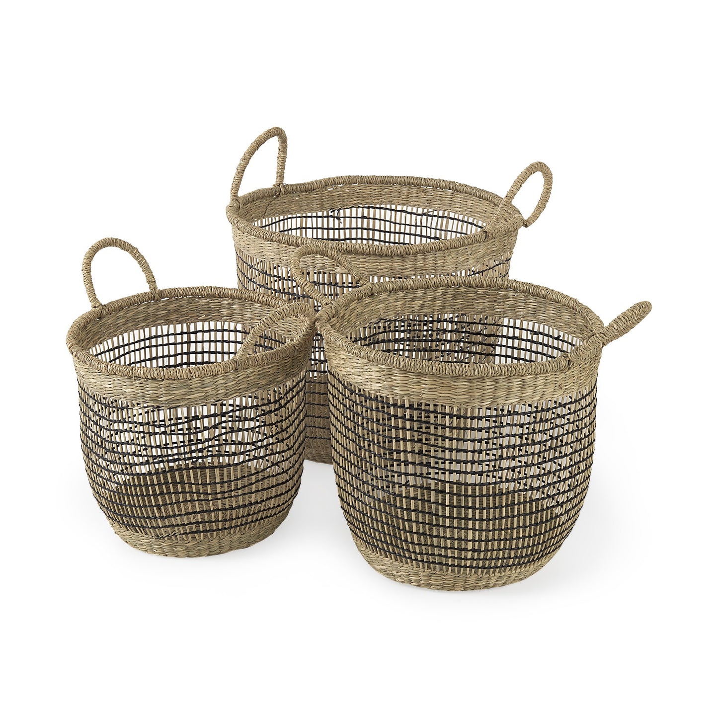 Set of Three Light Brown Storage Baskets By Homeroots | Bins, Baskets & Buckets | Modishstore - 2