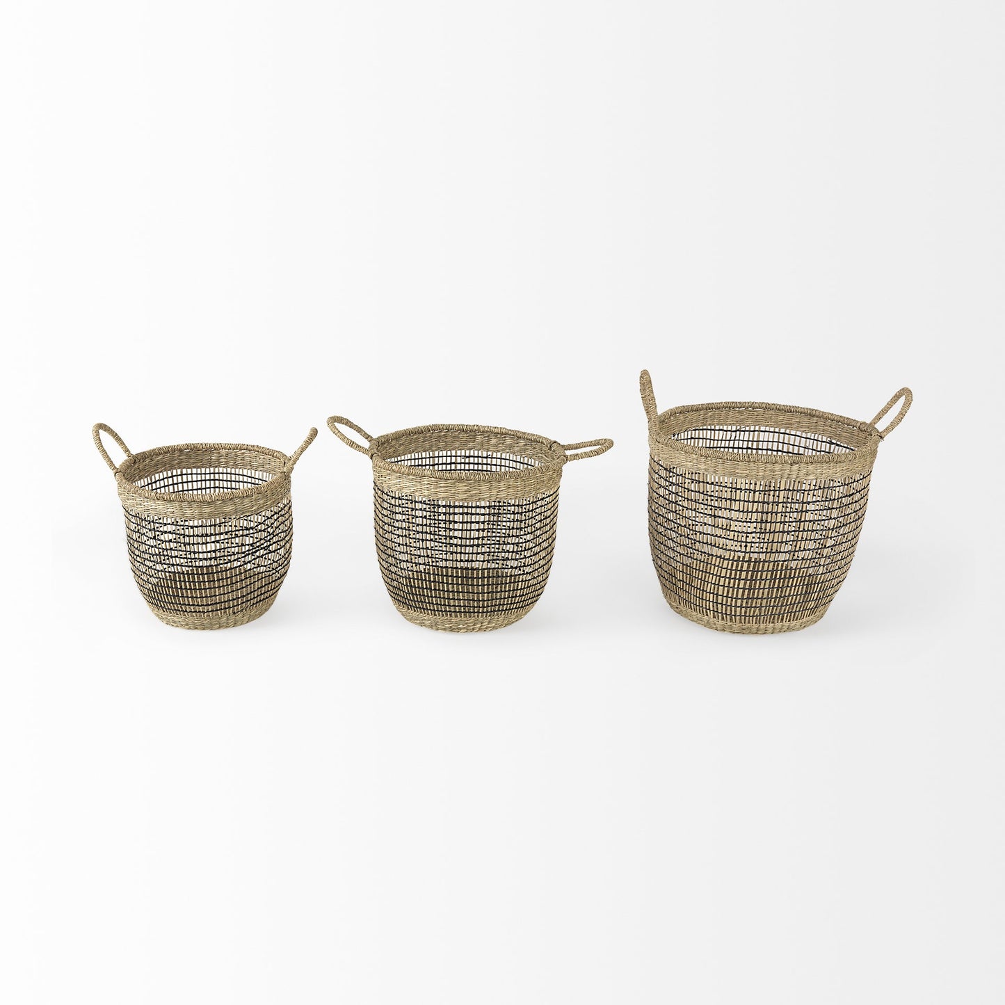 Set of Three Light Brown Storage Baskets By Homeroots | Bins, Baskets & Buckets | Modishstore - 2