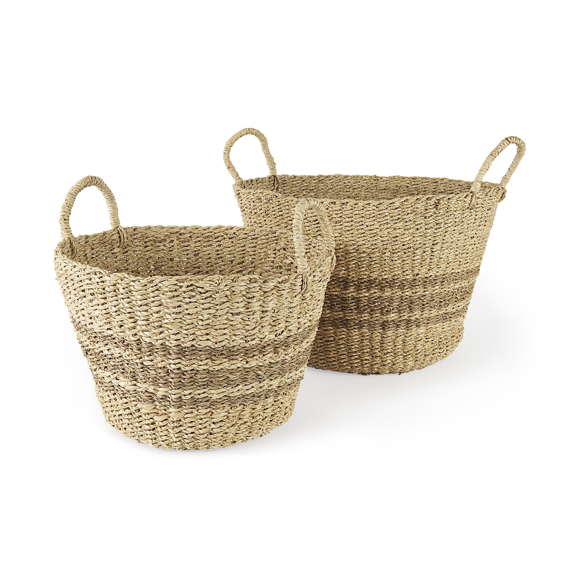 Set of Two Detailed Wicker Storage Baskets By Homeroots | Bins, Baskets & Buckets | Modishstore