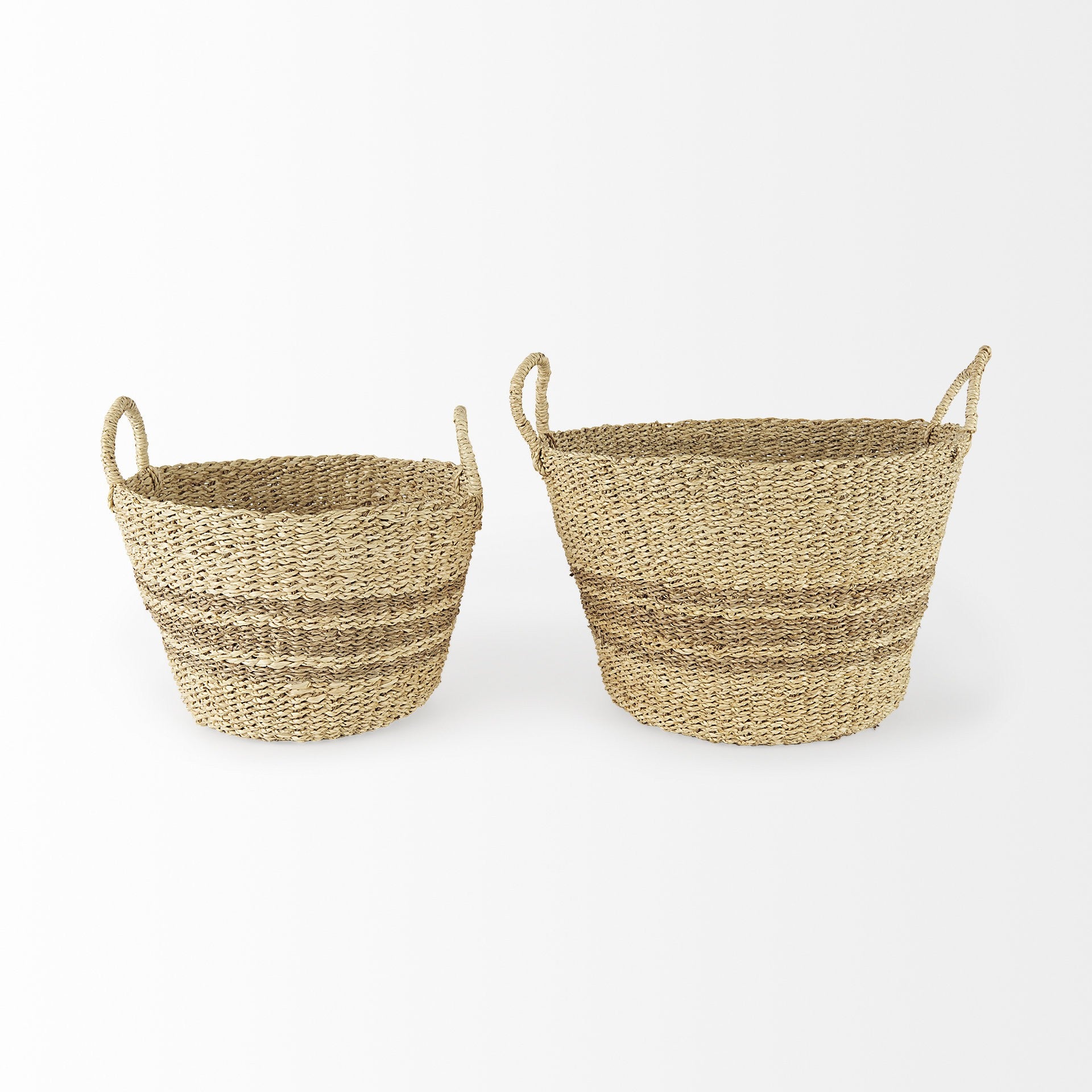 Set of Two Detailed Wicker Storage Baskets By Homeroots | Bins, Baskets & Buckets | Modishstore - 2
