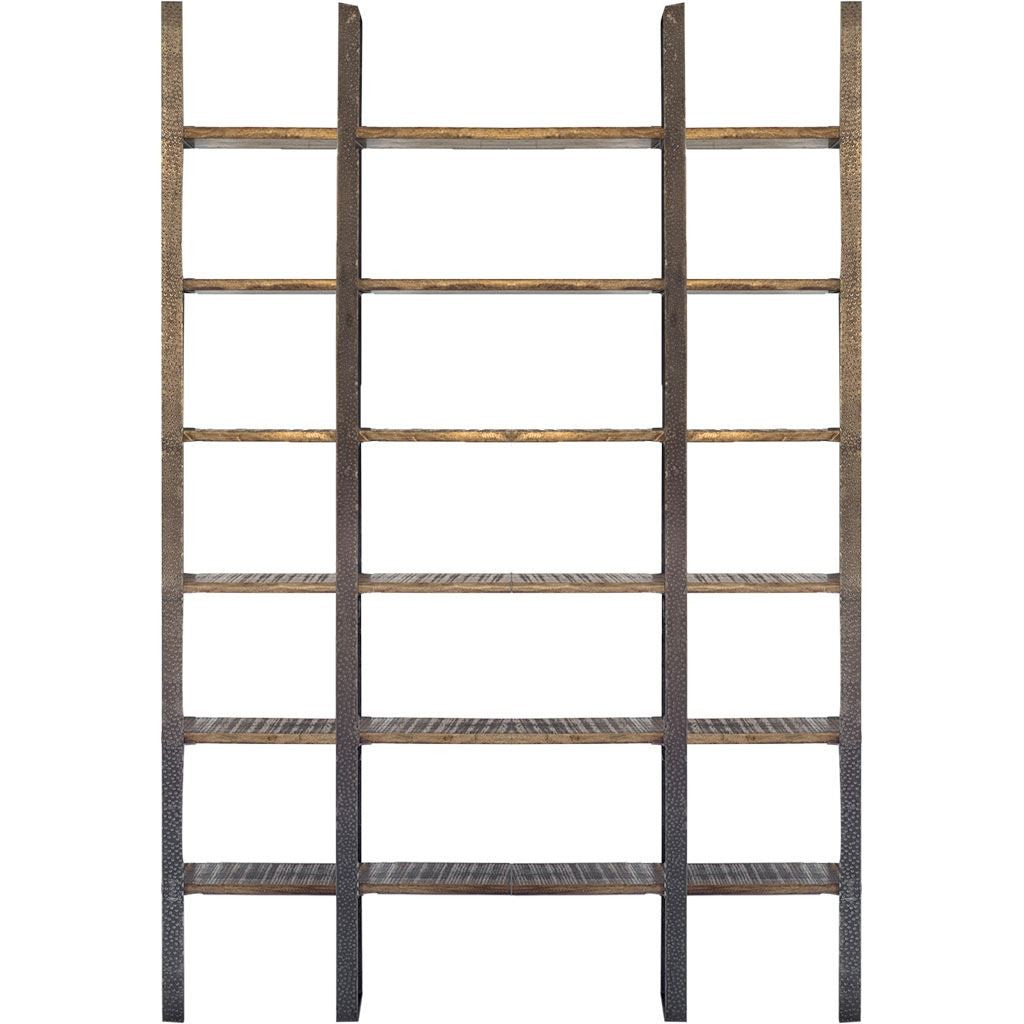 Brown Wood and Iron Six Shelf Standing Unit By Homeroots | Bookcases | Modishstore