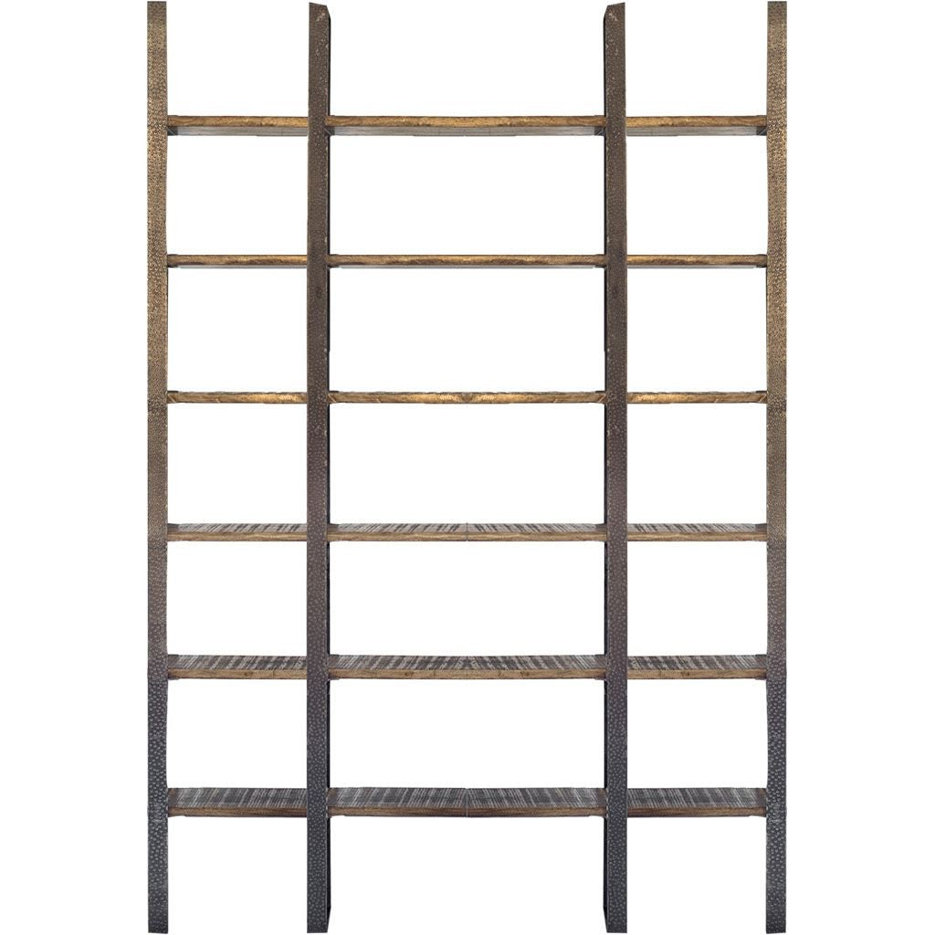 Brown Wood and Iron Six Shelf Standing Unit By Homeroots | Bookcases | Modishstore - 2