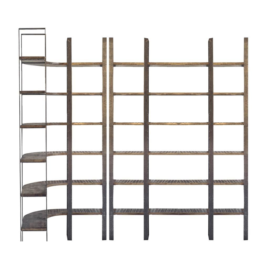 Brown Wood and Iron Six Shelf Standing Unit By Homeroots | Bookcases | Modishstore - 2