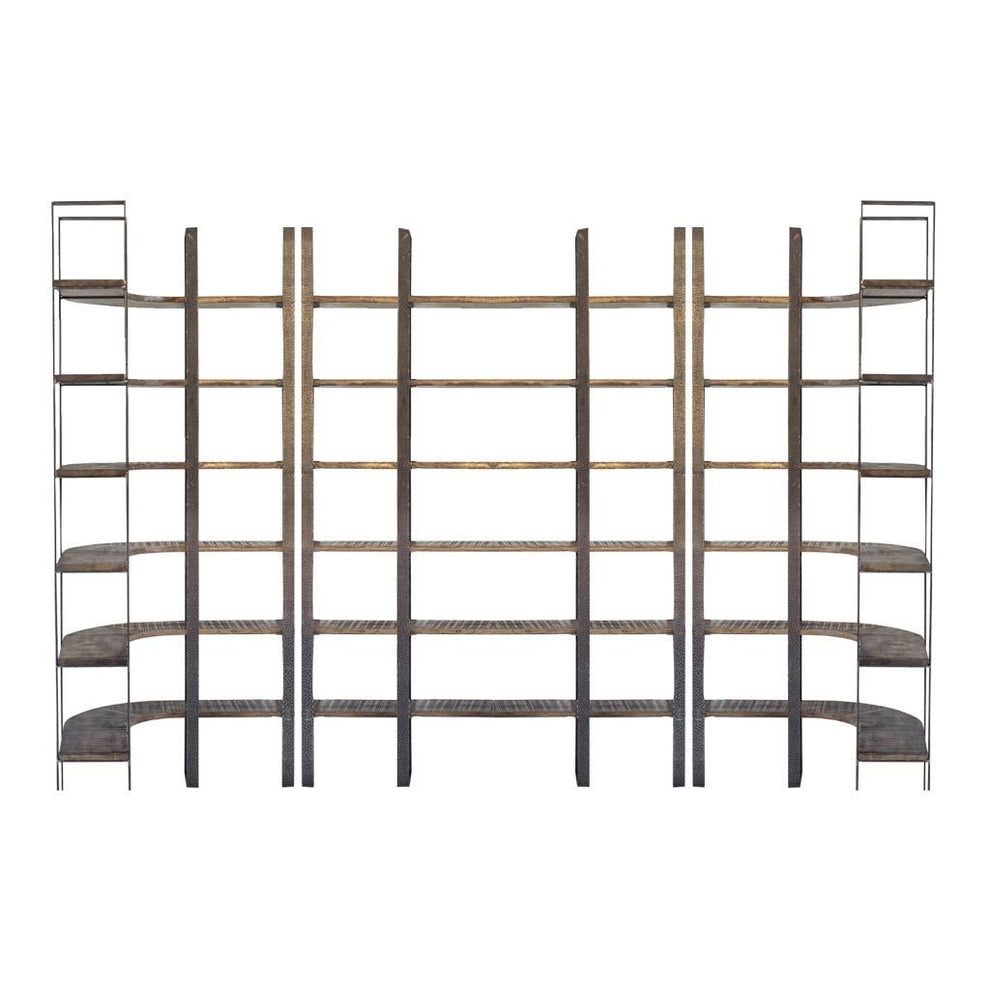 Brown Wood and Iron Six Shelf Standing Unit By Homeroots | Bookcases | Modishstore - 4