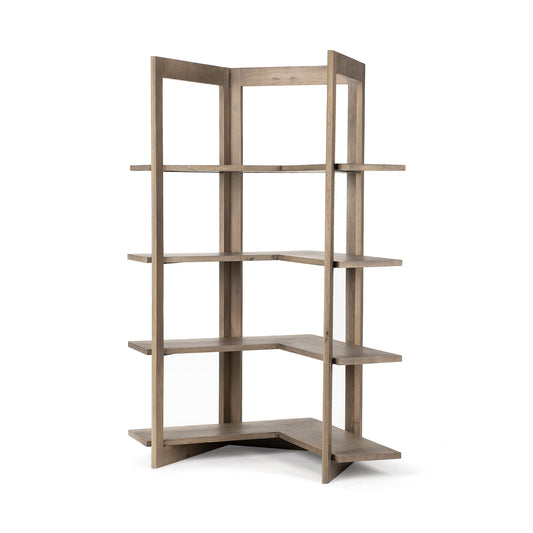 Light Brown Wooden Corner Shelving Unit By Homeroots | Bookcases | Modishstore