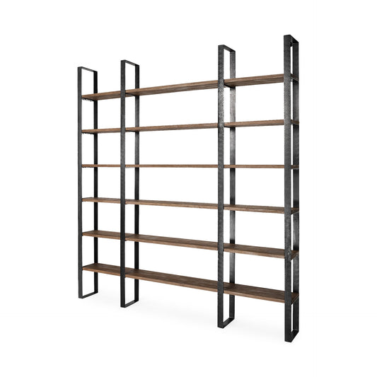Black Iron Framed Wooden Shelving Unit By Homeroots | Bookcases | Modishstore