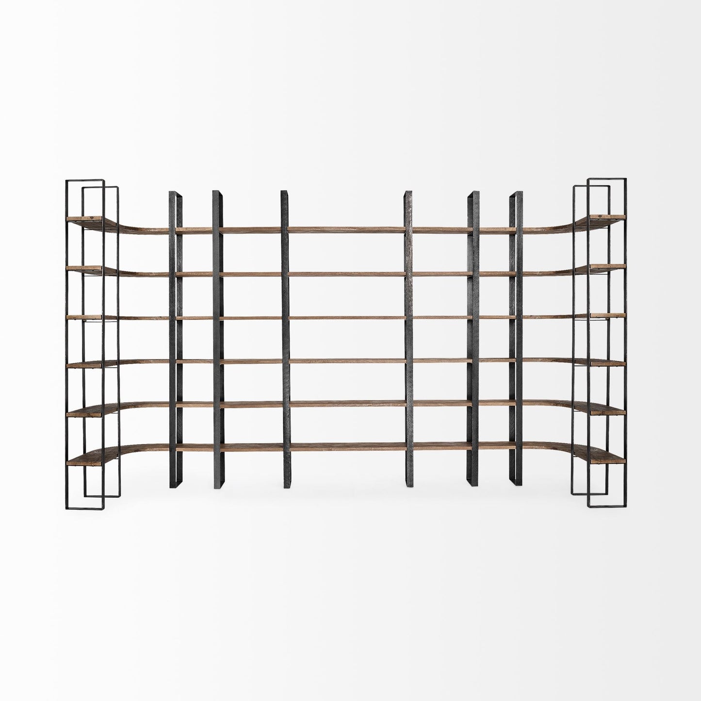Black Iron Framed Wooden Shelving Unit By Homeroots | Bookcases | Modishstore - 8