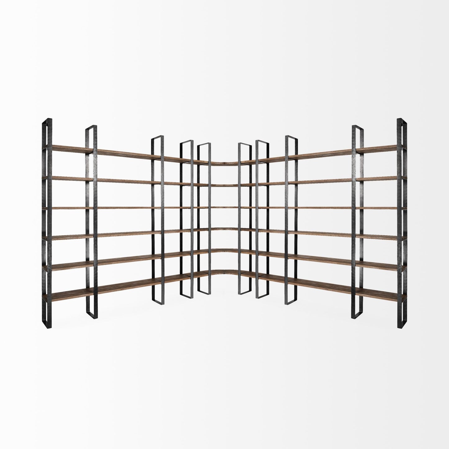Black Iron Framed Wooden Shelving Unit By Homeroots | Bookcases | Modishstore - 9