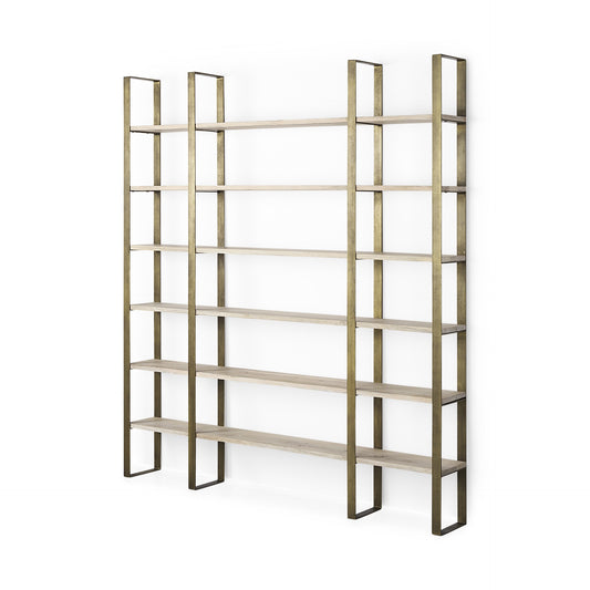 Gold Iron Framed Wooden Shelving Unit By Homeroots | Bookcases | Modishstore