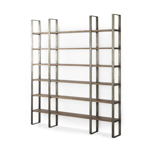 Silver Iron Framed Wooden Shelving Unit By Homeroots | Bookcases | Modishstore