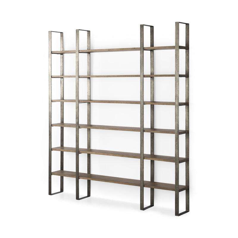 Silver Iron Framed Wooden Shelving Unit By Homeroots | Bookcases | Modishstore