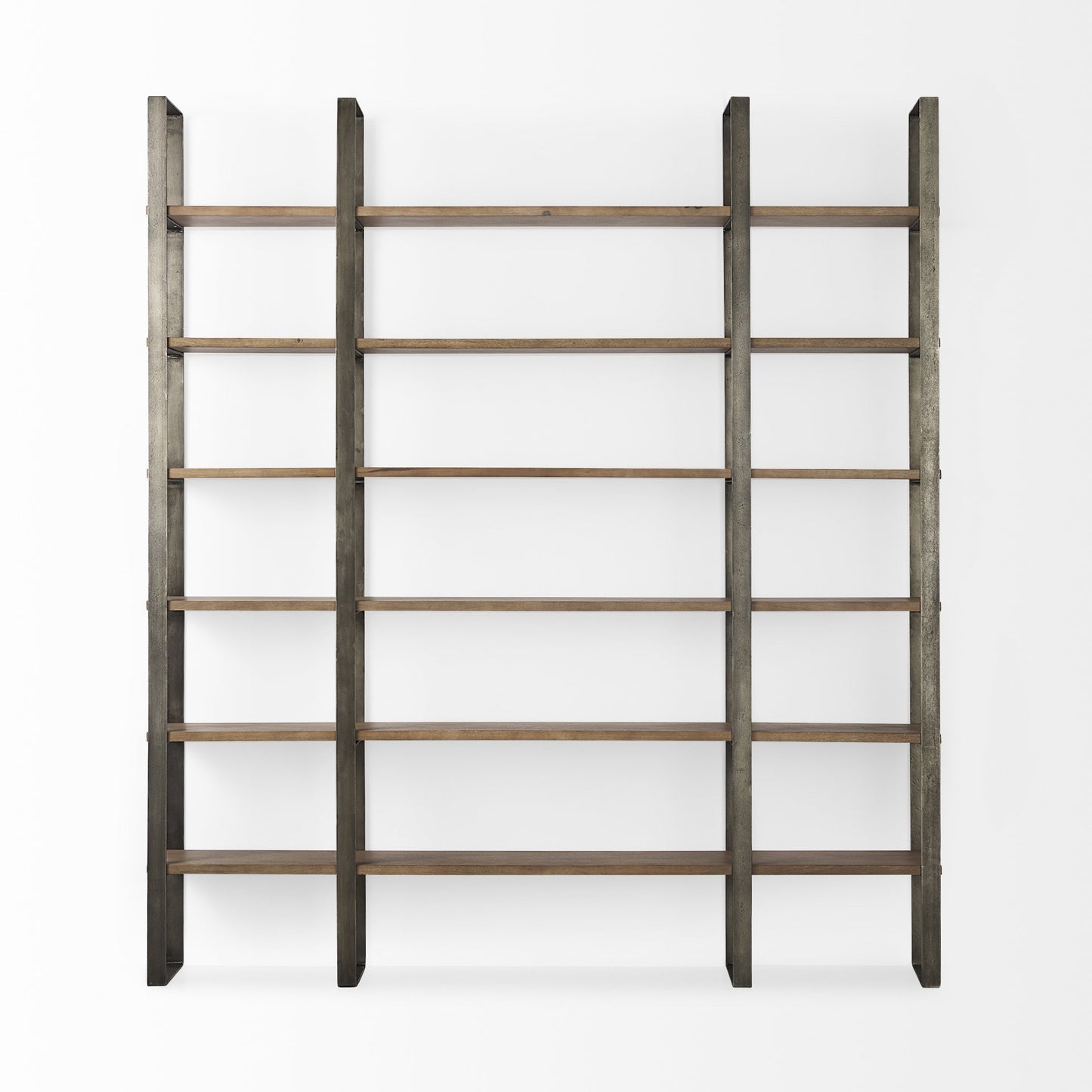 Silver Iron Framed Wooden Shelving Unit By Homeroots | Bookcases | Modishstore - 2
