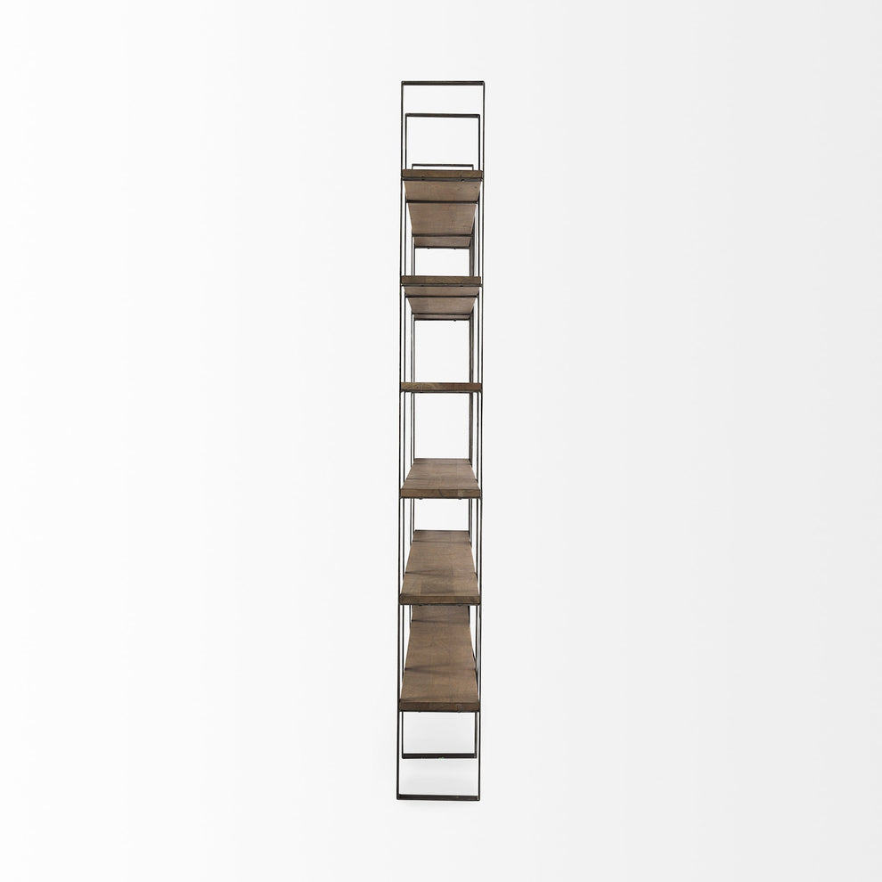 Silver Iron Framed Wooden Shelving Unit By Homeroots | Bookcases | Modishstore - 3