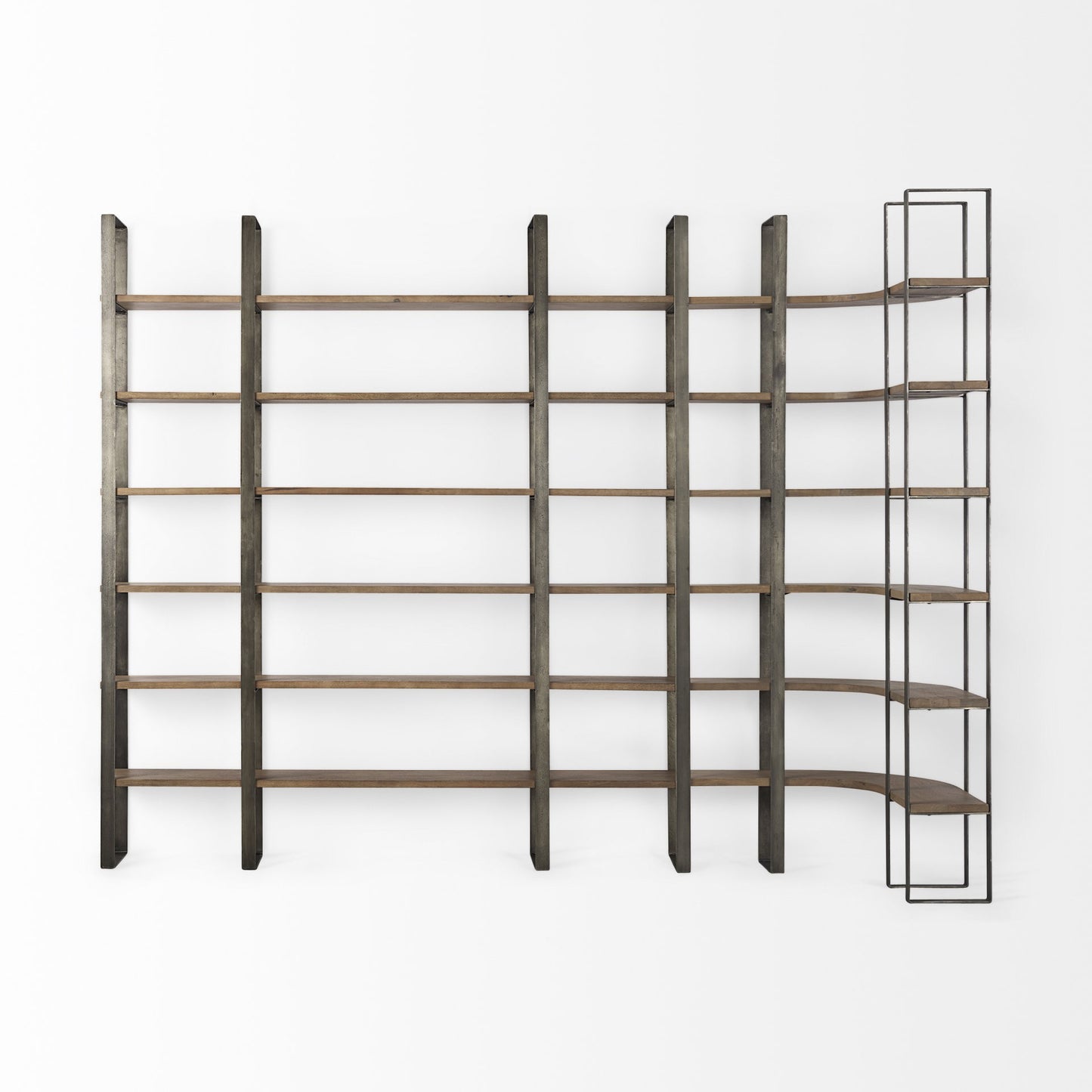 Silver Iron Framed Wooden Shelving Unit By Homeroots | Bookcases | Modishstore - 4
