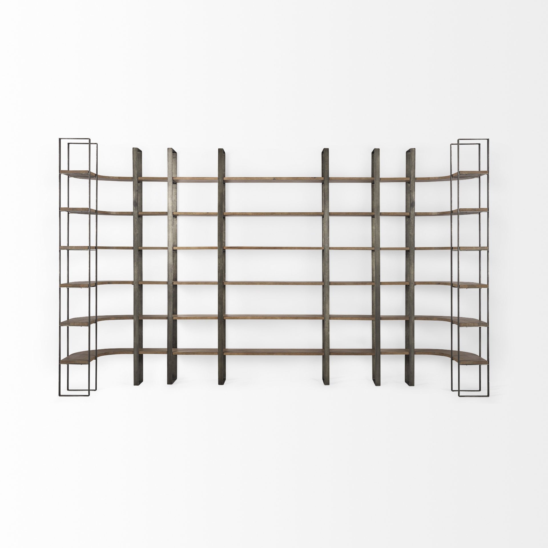 Silver Iron Framed Wooden Shelving Unit By Homeroots | Bookcases | Modishstore - 5