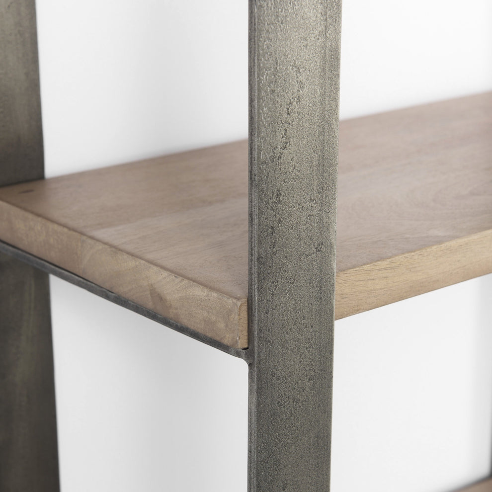 Silver Iron Framed Wooden Shelving Unit By Homeroots | Bookcases | Modishstore - 7