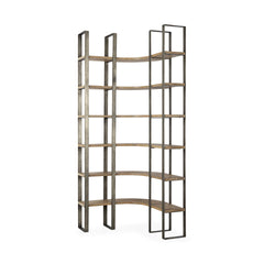 Silver Iron Framed Curved Wooden Shelving Unit By Homeroots