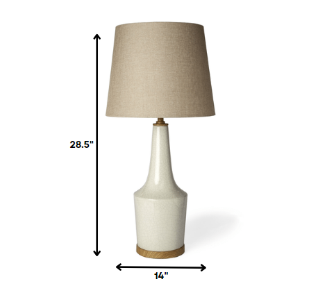 White Crackle and Natural Ceramic Table or Desk Lamp By Homeroots | Desk Lamps | Modishstore - 7