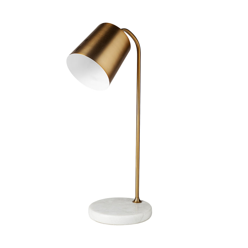 Gold Metallic Desk or Table Lamp with Marble Base By Homeroots | Table Lamps | Modishstore