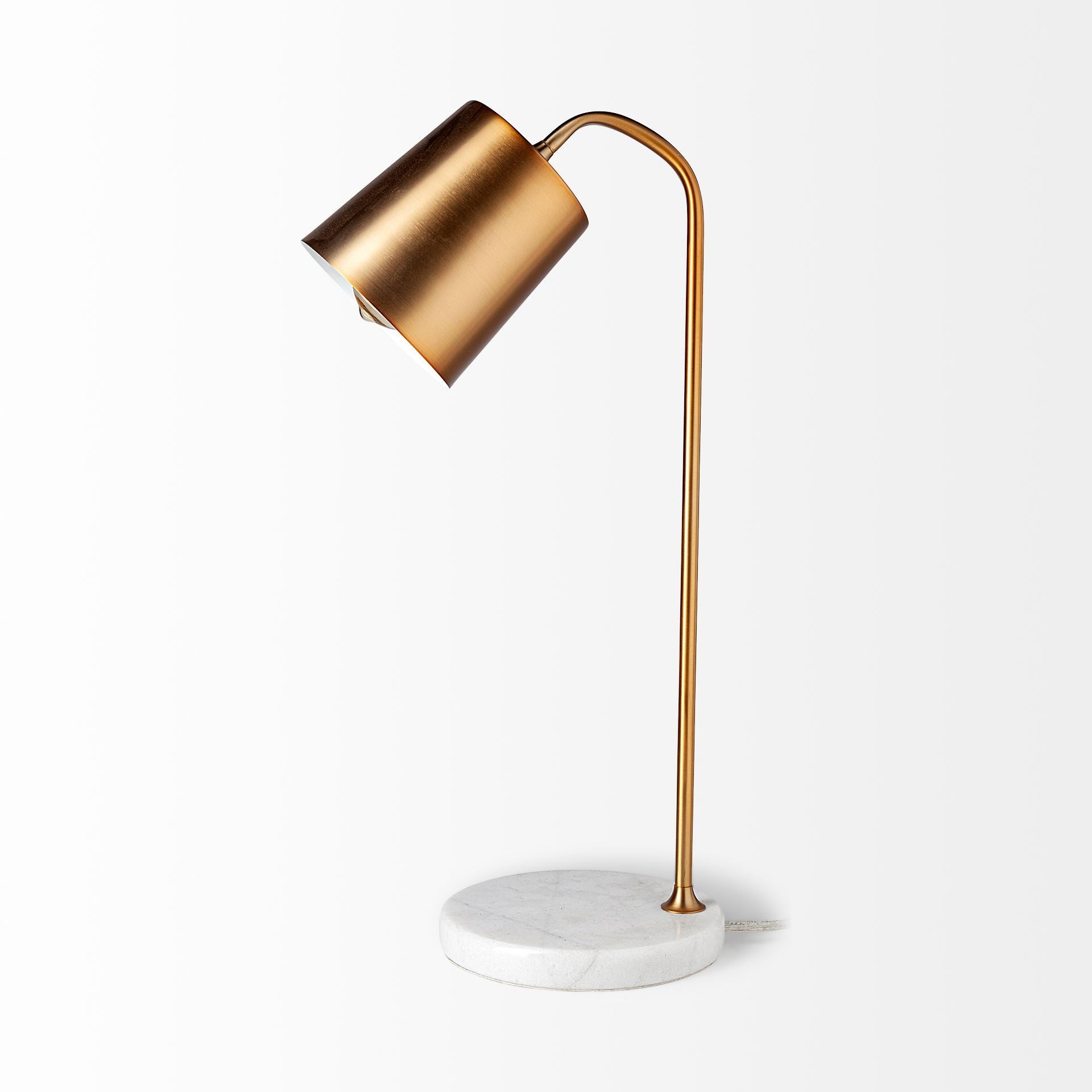 Gold Metallic Desk or Table Lamp with Marble Base By Homeroots | Table Lamps | Modishstore - 2